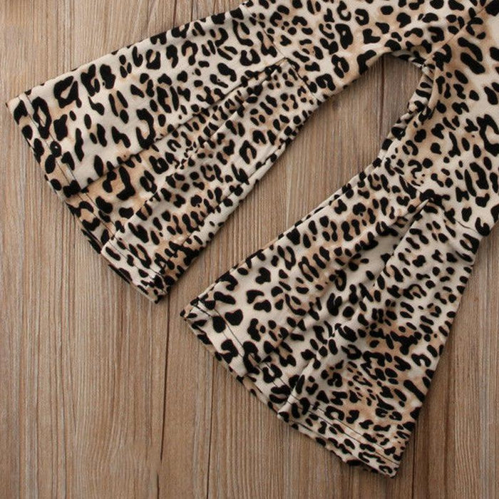 White lotus leaf collar lace top leopard horn Pants Set