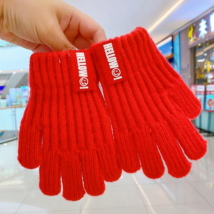 Winter Baby Sweet Cartoon Knitted Yarn Keep Warm Gloves