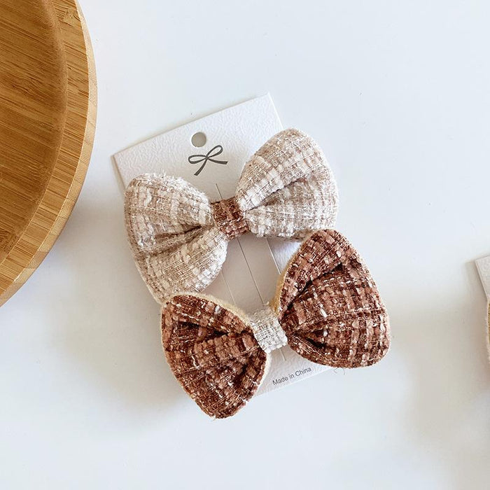 2 Milk Tea Cloth Bow Edge Clips