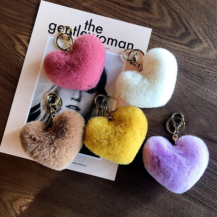 Love Wool Ball Metal Key Chain Car Pendant Women's Bag Pendant