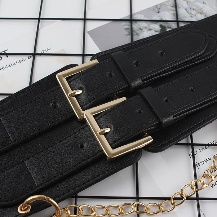 Fashion Decorative Women's Wide Belt with Chain