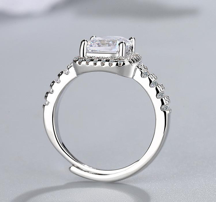 New Simple Zircon Square Open Ring