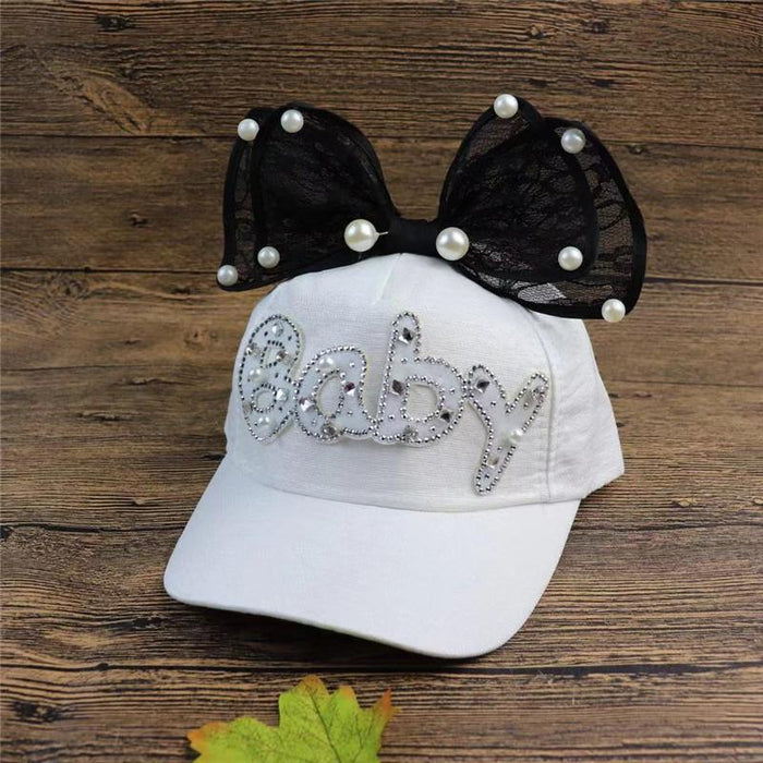 Summer BABY Bow Beads Girls Children's Baseball Cap