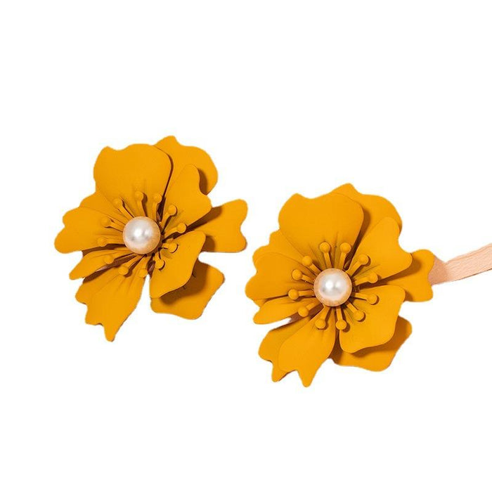 New Creative Fashion Solid Color Flower Earrings