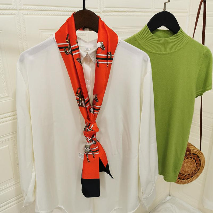 Imitation  scarf thin narrow strip leopard pattern simple waist chain scarf