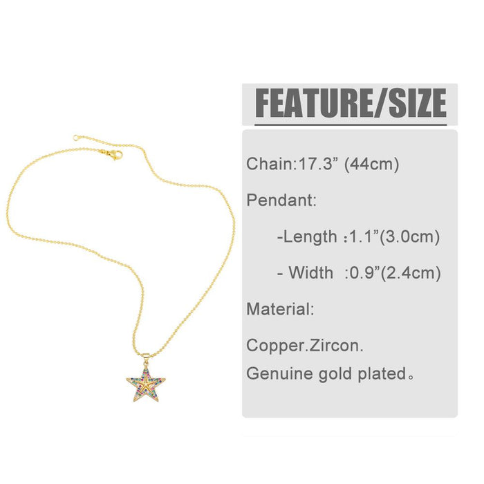 Simple Fashion Color Diamond Five Pointed Star Clavicle Chain