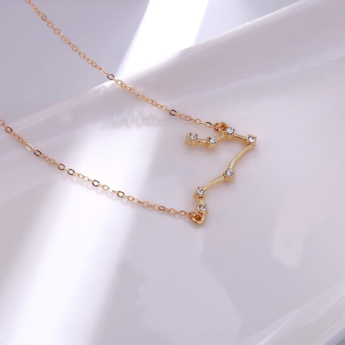 Twelve Constellations Diamond Inlaid Card Clavicle Chain