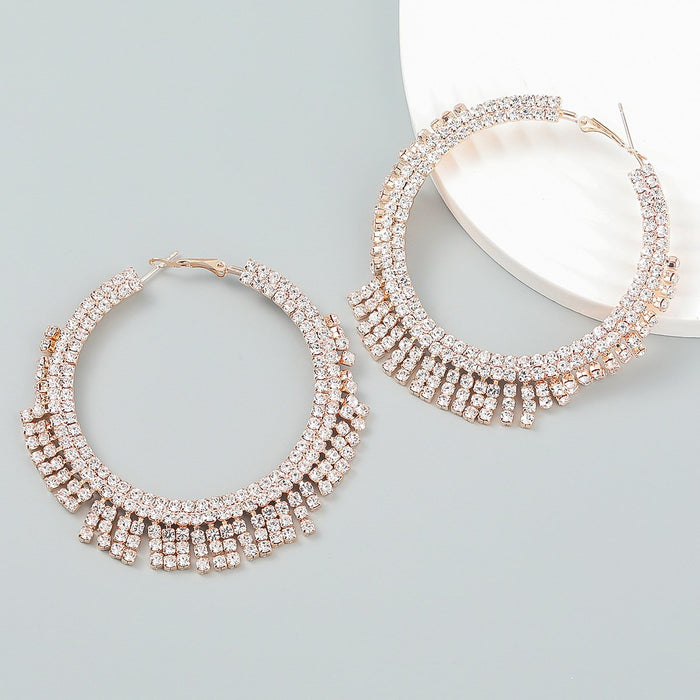 Exaggerated Round Claw Chain Geometric Fringe Earrings