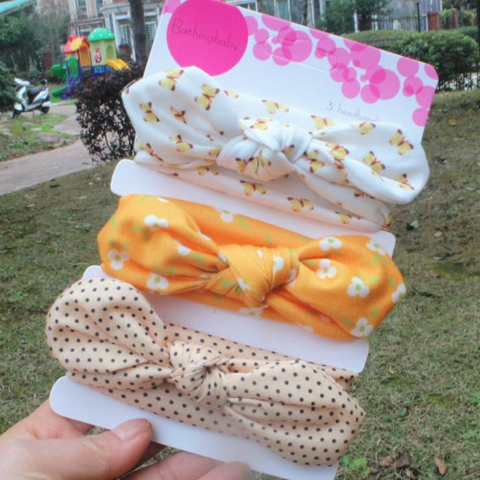 Children's Three Piece Printed Butterfly Hair Band Rabbit Ear Headdress