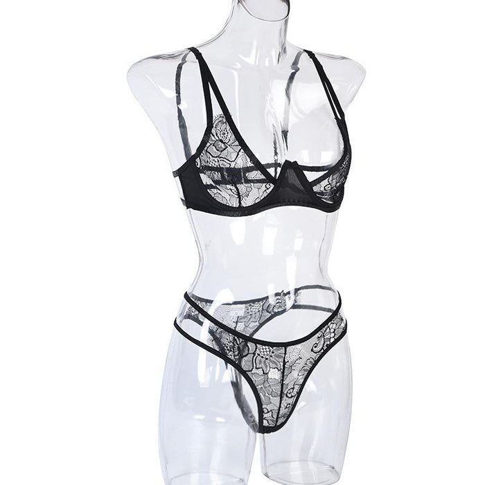 Summer Thin Lace Mesh Underwear Women Sexy Lingerie Set