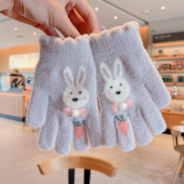 Winter Baby Sweet Cartoon Knitted Yarn Keep Warm Gloves