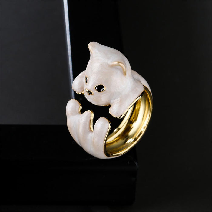 New Personality Kitten Gold Color Open Ring