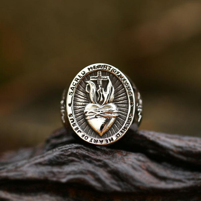 Stainless Steel Vintage Heart-shaped Titanium Steel Men's Ring