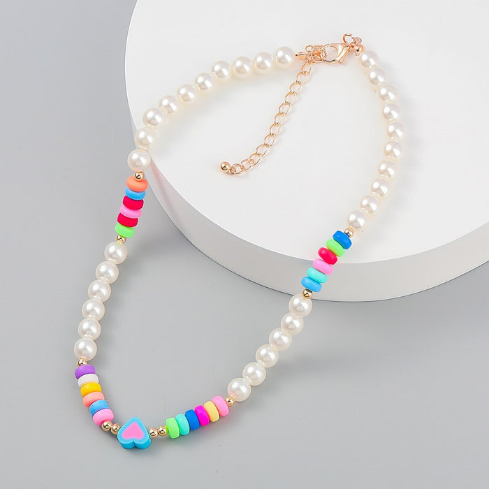 Fashion National Style Bead love shaped Resin Necklace