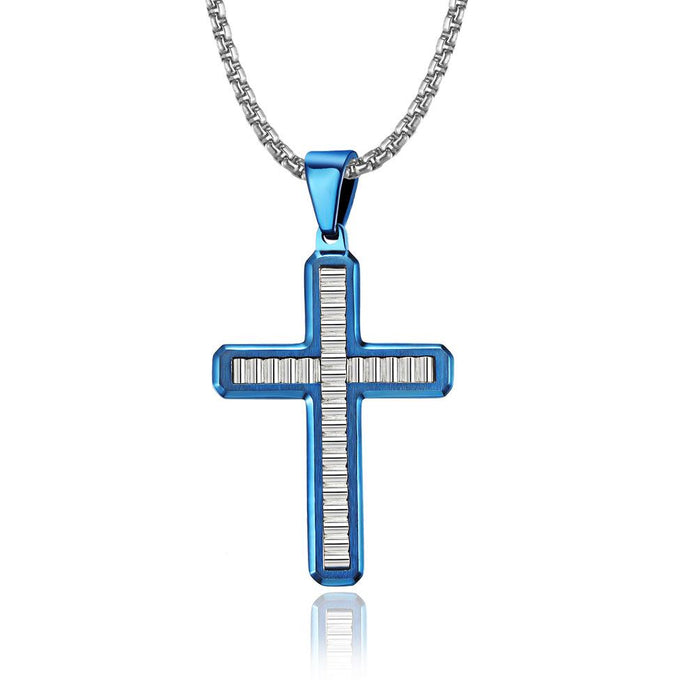 Men's Wavy Simple Pendant Cross Necklace Jewelry