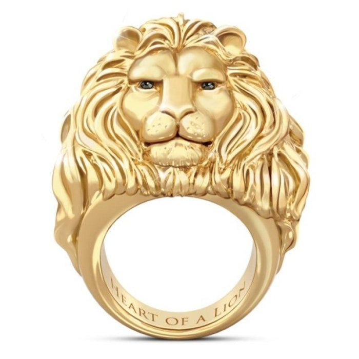 Exaggerated Pop Lion Heart Men's Ring