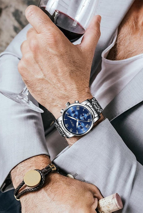 Business Watch Men Steel Metal Band Quartz Wristwatch