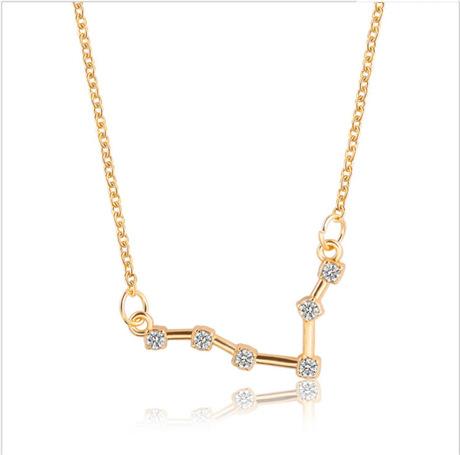 Twelve Constellations Diamond Inlaid Card Clavicle Chain