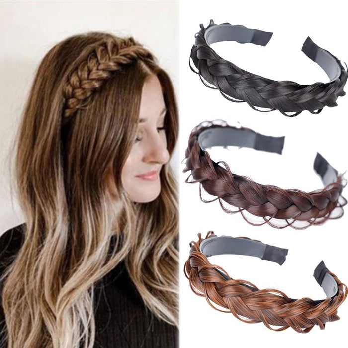 Women Fishbone Braid Lazy Wig Twist Braid Headband