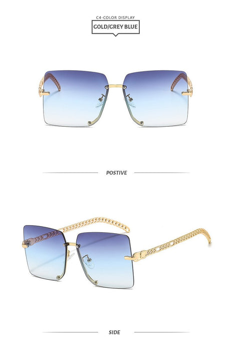 Sunglasses Women's square metal half frame sunglasses