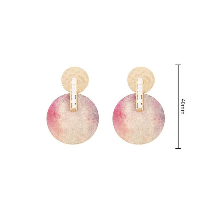 Simple and Elegant Geometric Circle Oil Painting Female Earrings