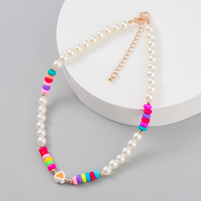 Fashion National Style Bead love shaped Resin Necklace