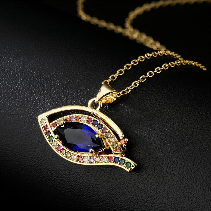 New zircon popular geometric Eye Pendant gold necklace