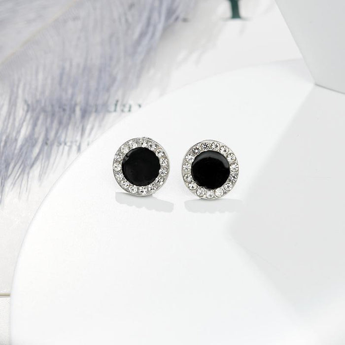 Silver Pin and Diamond Clover Stud Earrings