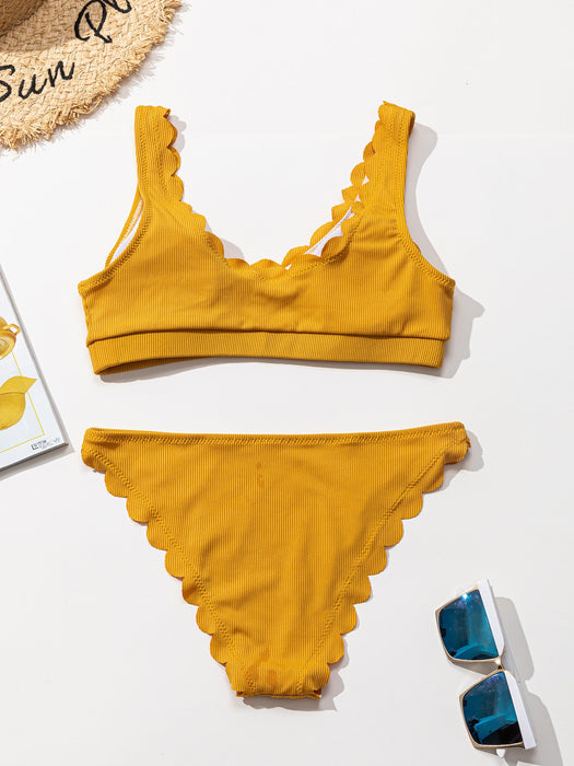 Laser Flower Fashion Split Tight Height Elastic Bikini