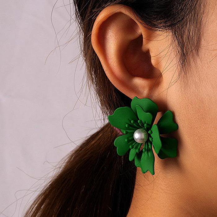New Creative Fashion Solid Color Flower Earrings