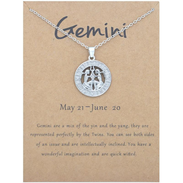 Zodiac 3D Image Pendant Card Clavicle Chain