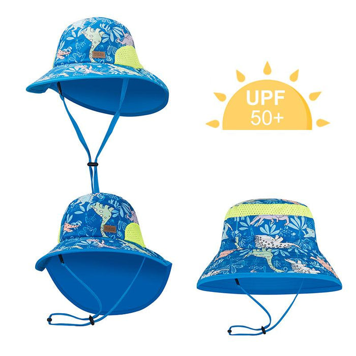 Children's Printed Dinosaur Uv50 + Outdoor Sunshade Shawl Hat