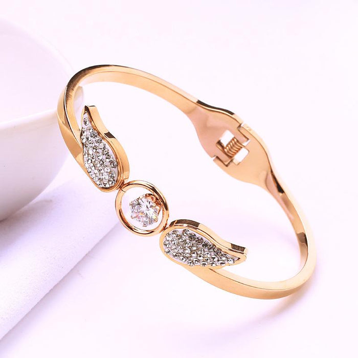 New Angel Titanium Steel Hollow Bracelet Open Bracelet For Women Bangle