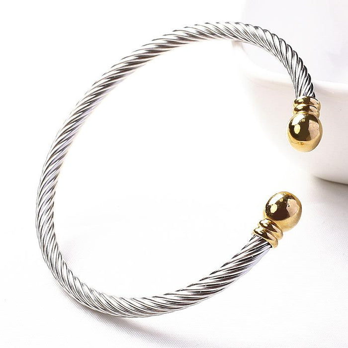 New Simple Twisted Wire Round Head Titanium Steel Bracelet Bangle