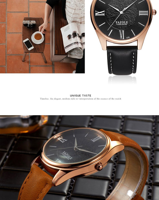 YAZOLE Top Brand Luxury Fashion Business Men's Watch Leather Clock