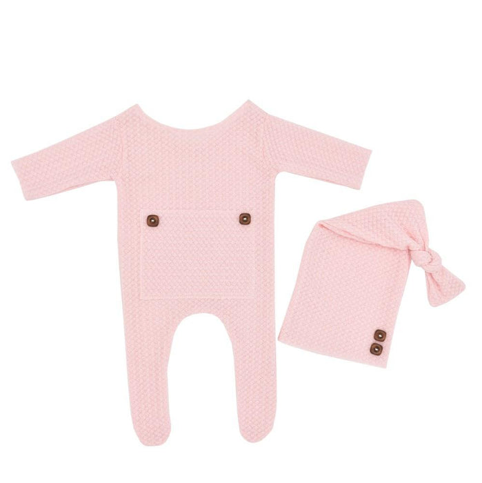 Newborn Photography Knitted One-piece Long Tailed Hat Two-piece Set