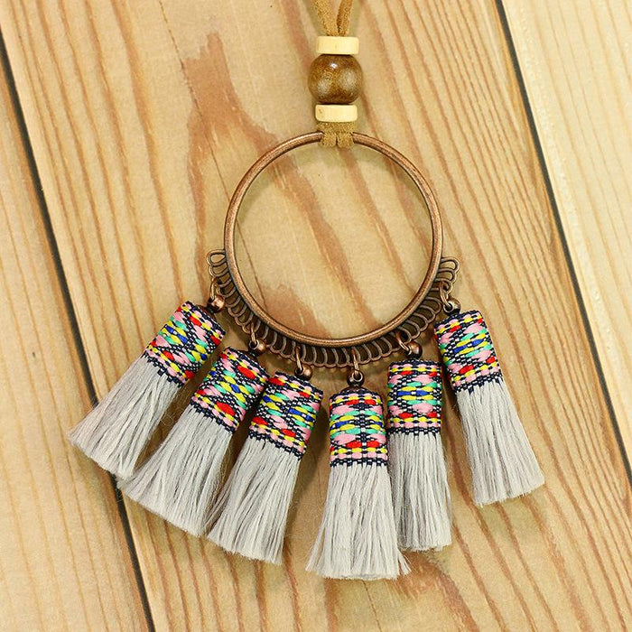 Earring + Necklace Set Handmade Tassel National Style Jewelry
