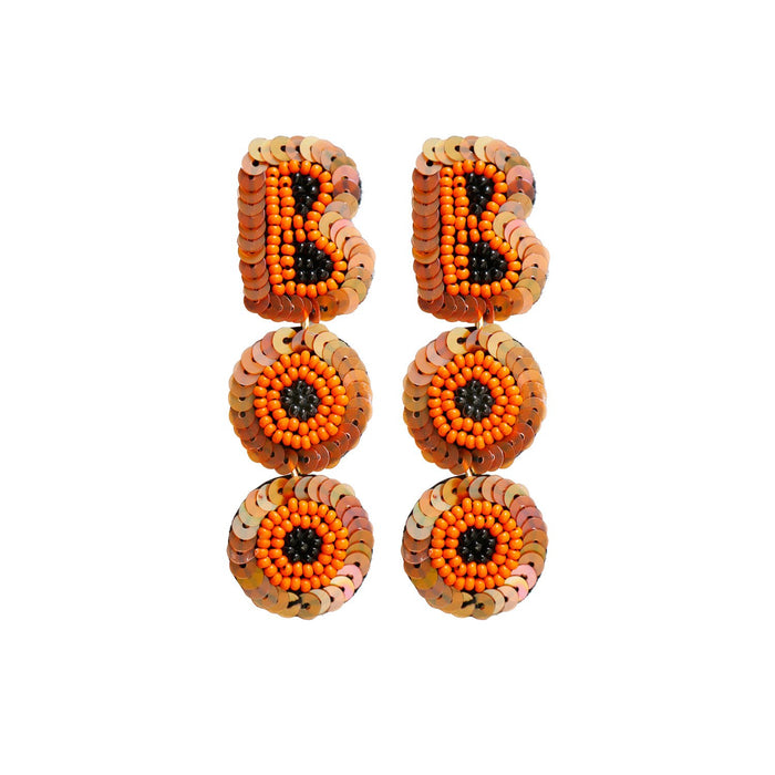 2022 Punk Style Rice Bead Earrings Hand Woven Letter Sequins Halloween Earrings