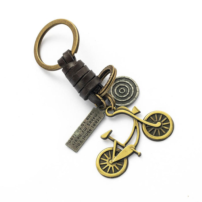 Vintage punk style leather metal key chain creative small gift hand woven car key chain pendant