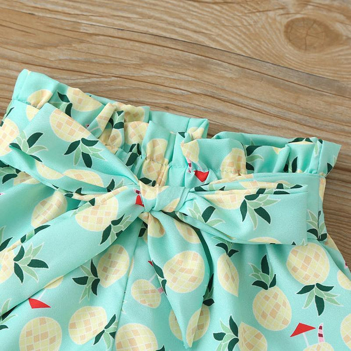 Suspender top fruit Print Shorts two piece set