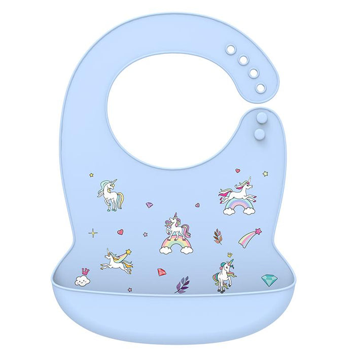 Silicone Baby Bib Waterproof Cartoon Feeding Soft Adjustable Scarf