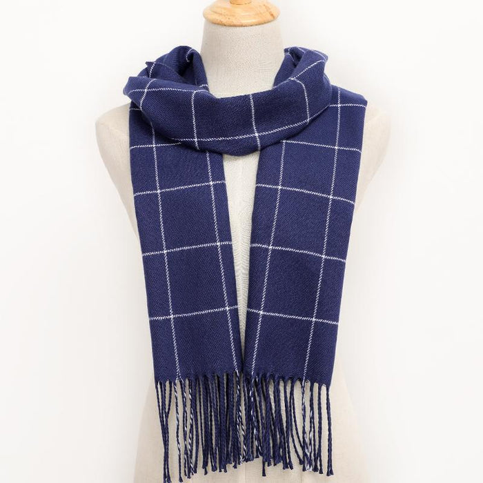 Winter Tassel Lattice Warm Scarves