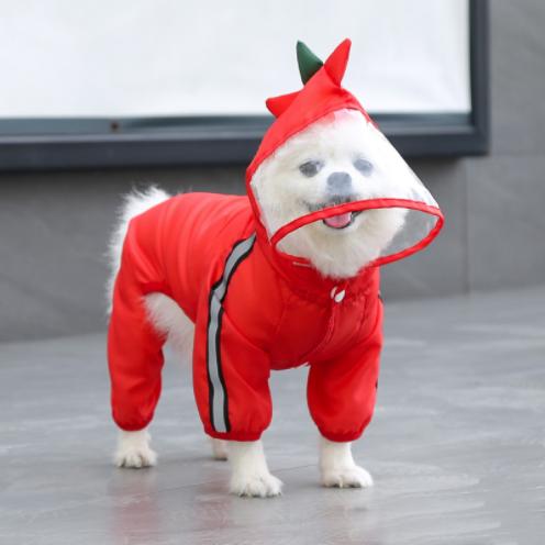 Dog Waterproof Raincoat Jumpsuit Reflective Raincoat Hooded