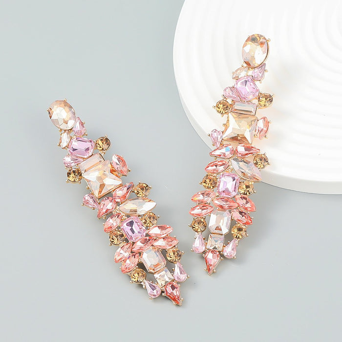 Fashion Exaggerated Rhinestone Long Geometric Earrings