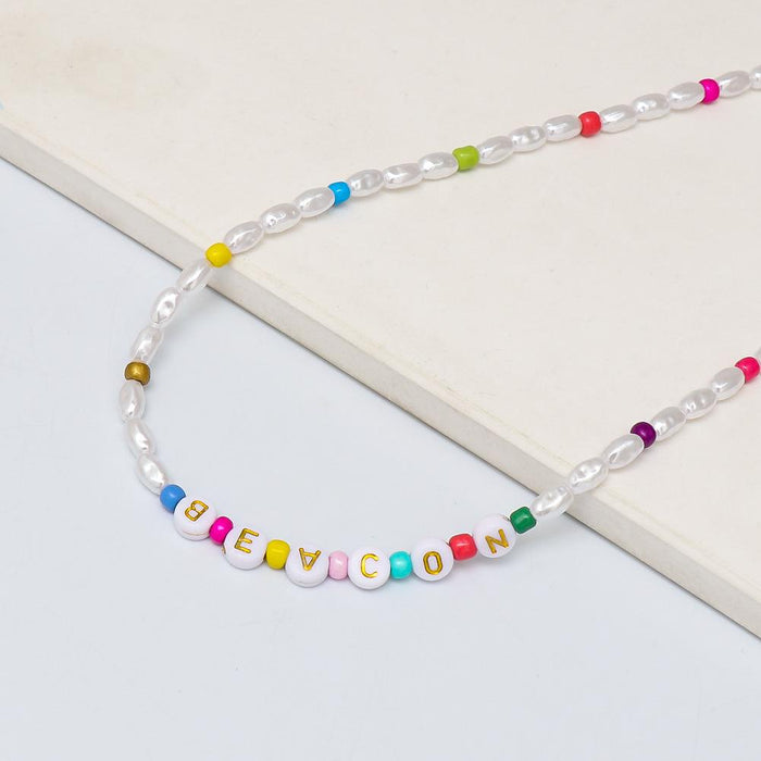 Women's Jewelry Ethnic Letter Contrast Necklace