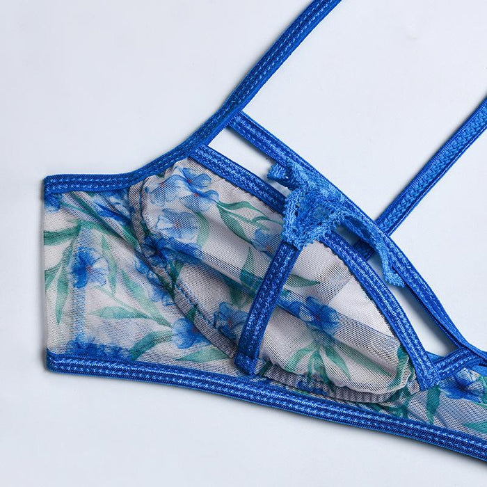 Women's Mesh Floral Stitching Underwear Sexy Lingerie Set