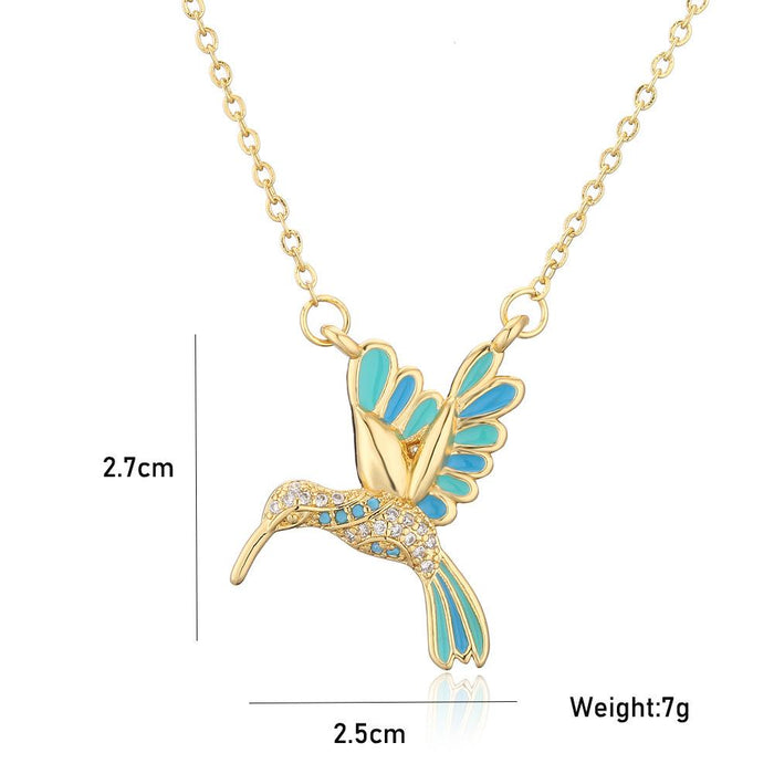 Fashion Drop Oil Personalized Flying Bird Pendant Necklace