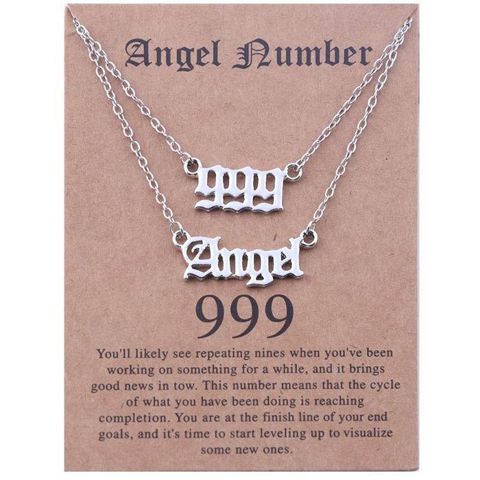 New Angel Lucky Number Necklace Set With Card