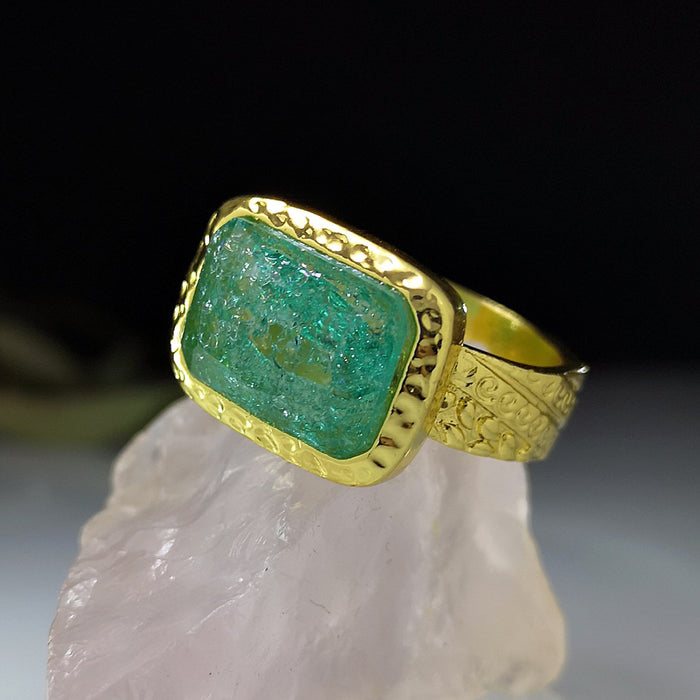 Vintage Emerald Ice Flower Gem Ring