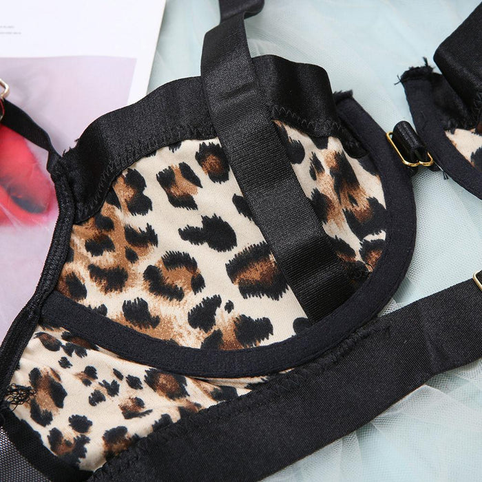 Women's Leopard Print Sexy Underwear Three-piece Set